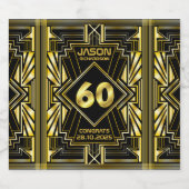 Étiquette Pour Bouteilles De Bière 60e anniversaire Art Déco Gold Black Great Gatsby (Étiquettes simples)
