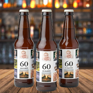 Étiquette Pour Bouteilles De Bière 60e anniversaire fête photo collage mec