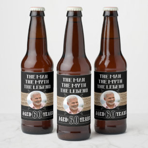 Étiquette Pour Bouteilles De Bière 60e anniversaire L'homme Le mythe Le parti de la l