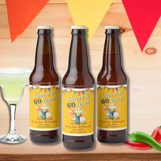 Étiquette Pour Bouteilles De Bière 60e anniversaire Soeurs à 60 ans Fiesta