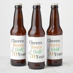 Étiquette Pour Bouteilles De Bière 70 ans Fête Verres de bière Golf Minimaliste