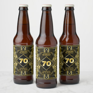 Étiquette Pour Bouteilles De Bière 70e anniversaire Art Déco Gold Black Great Gatsby