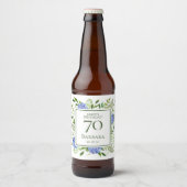 Étiquette Pour Bouteilles De Bière 70e anniversaire Blue Hydrangeas (Devant)