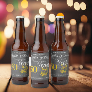Étiquette Pour Bouteilles De Bière À la santé et bières pour 50 ans joyeux anniversai