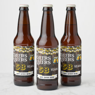 Étiquette Pour Bouteilles De Bière À la santé et bières pour 58 ans de Rustic Birthda