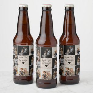 Étiquette Pour Bouteilles De Bière Aimez-vous grand-père avec coeur et photos -