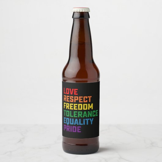 Étiquette Pour Bouteilles De Bière Amour Respect Liberté Tolérance Égalité Fierté (Devant)