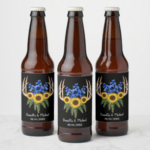 Étiquette Pour Bouteilles De Bière Andouillers floraux rustiques épousant la faveur