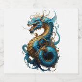 Étiquette Pour Bouteilles De Bière Année du dragon bleu 2024 (Étiquettes simples)