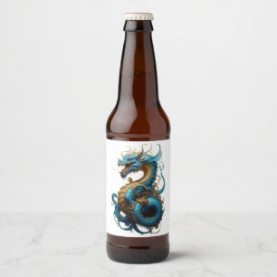 Étiquette Pour Bouteilles De Bière Année du dragon bleu 2024