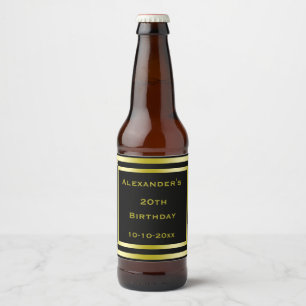 Étiquette Pour Bouteilles De Bière Anniversaire encadré noir et or