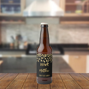 Étiquette Pour Bouteilles De Bière Anniversaire fête Noir confetti nom années