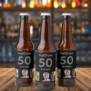 Étiquette Pour Bouteilles De Bière Anniversaire fête personnalisée photo monogramme m