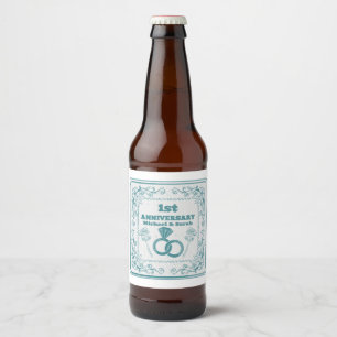 Étiquette Pour Bouteilles De Bière Anniversaire Floral mariage année personnalisable