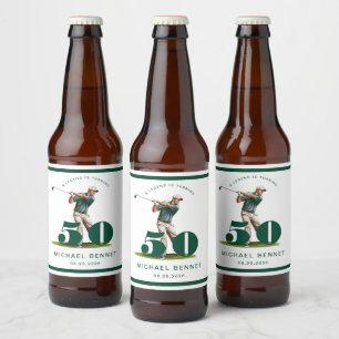 Étiquette Pour Bouteilles De Bière Anniversaire Personnalisé Golf Vert 50 ans