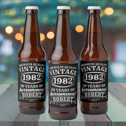 Étiquette Pour Bouteilles De Bière Anniversaire Vintage Personnalisé À La Perfection
