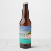 Étiquette Pour Bouteilles De Bière Aquamarine Ocean Tropical Beach Scenic (Devant)