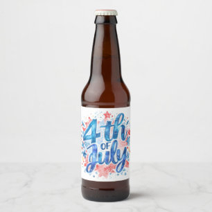 Étiquette Pour Bouteilles De Bière Aquarelle 4 juillet Patriotique