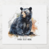 Étiquette Pour Bouteilles De Bière Aquarelle Ours Noir Bois Art, coutume (Étiquettes simples)