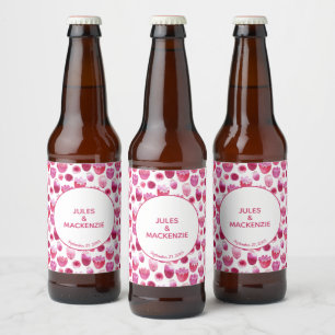 Étiquette Pour Bouteilles De Bière Aquarelle rose brillant Fleur de fleurs florales