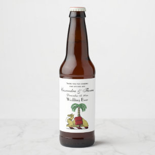 Étiquette Pour Bouteilles De Bière Arbre de palme de chameau héraldique couleur blaso