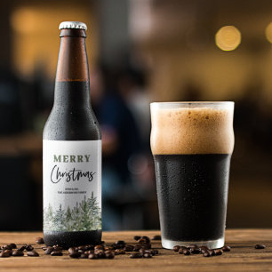 Étiquette Pour Bouteilles De Bière Arbre vert de Noël Joyeux Étiquette de vin de No