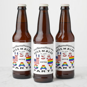 Étiquette Pour Bouteilles De Bière Assemblé aux États-Unis avec des pièces gays Perso
