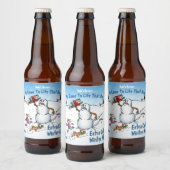 Étiquette Pour Bouteilles De Bière Attaques de Snowman Drôle Cartoon (Bouteilles)