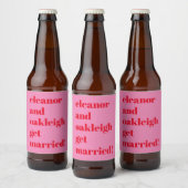 Étiquette Pour Bouteilles De Bière Audacieuse Typographie Fun Rose Rouge Chic Mariage (Bouteilles)