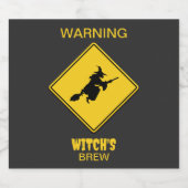 Étiquette Pour Bouteilles De Bière Avertissement de sorcière Halloween (Étiquettes simples)