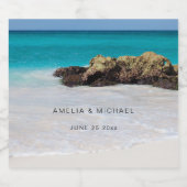 Étiquette Pour Bouteilles De Bière Azure Ocean Sandy Beach Mariage photo (Étiquettes simples)