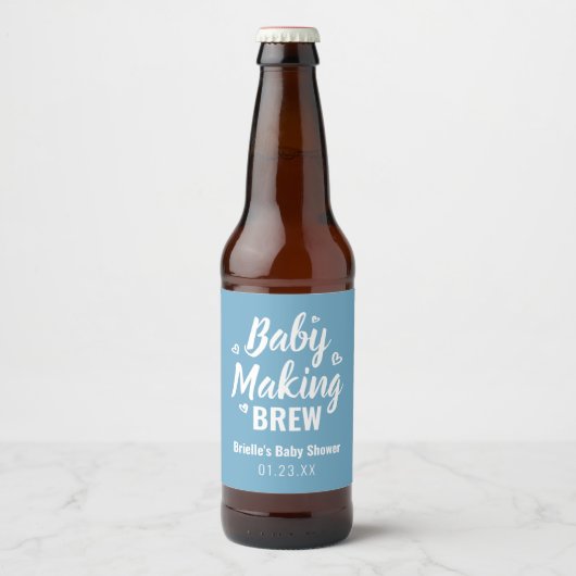 Étiquette Pour Bouteilles De Bière Baby Making Brew Funny Douche Merci bleu (Devant)