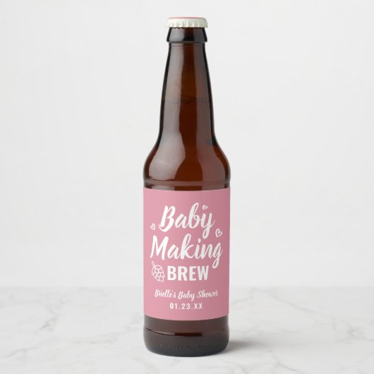 Étiquette Pour Bouteilles De Bière Baby Making Brew Funny Douche Merci rose houblon (Devant)