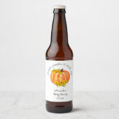 Étiquette Pour Bouteilles De Bière Baby shower citrouille orange blanc (Devant)
