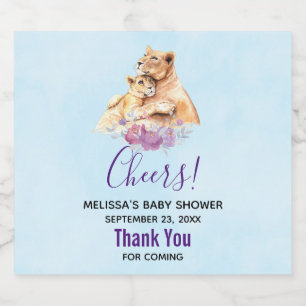 Étiquette Pour Bouteilles De Bière Baby shower Mère Lion & Cub