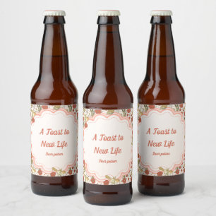Étiquette Pour Bouteilles De Bière Baby shower Papillons et fleurs poétiques Floral