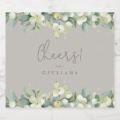 Étiquette Pour Bouteilles De Bière Bachelorte d'hiver Greige Snowberry+Eucalyptus (Étiquettes simples)