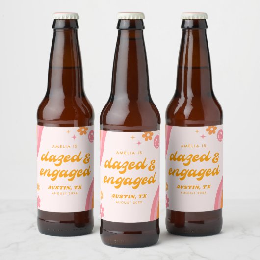 Étiquette Pour Bouteilles De Bière Bazed & Engagé rose & orange (Bouteilles)
