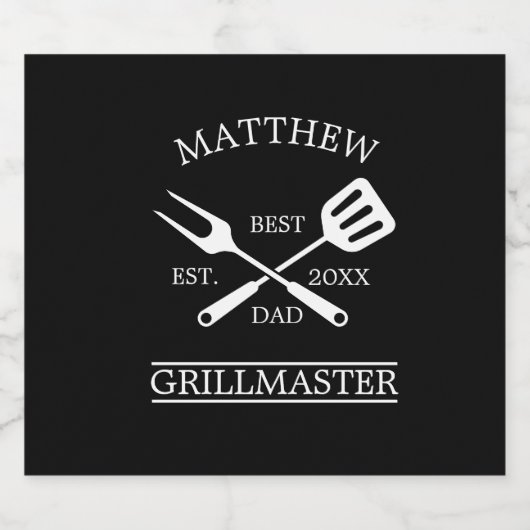Étiquette Pour Bouteilles De Bière BBQ Grill Master Personnalisé Meilleur papa Père (Étiquettes simples)