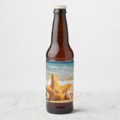 Étiquette Pour Bouteilles De Bière Belle scène de plage avec Mariage Starfish (Devant)