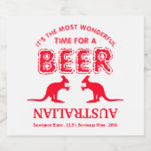 Étiquette Pour Bouteilles De Bière Bière Kangaroo, Noël australien (Étiquettes simples)