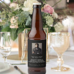 Étiquette Pour Bouteilles De Bière Birthday custom photo fun facts bio black guys man<br><div class="desc">Can be used on front on a bottle, but is ment for the back. Pour un jour de fête pour un homme. Personalize and add your own photo of the jubilant. Add your text, fun facts, biographiy about the birthday guy, and add your names. A classic black background and white...</div>