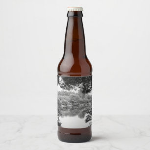 Étiquette Pour Bouteilles De Bière Black and white, cool, unique nature et lake