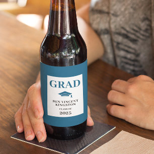 Étiquette Pour Bouteilles De Bière Bleu Bienvenue Graduation