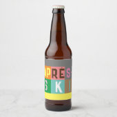 Étiquette Pour Bouteilles De Bière Bloc de couleurs après ski Retro Skier (Devant)