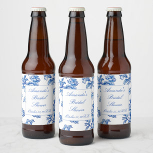 Étiquette Pour Bouteilles De Bière Blue et White Chinoiserie Fête de Mariage