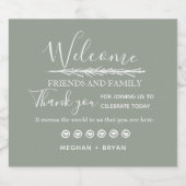 Étiquette Pour Bouteilles De Bière Boho Khaki Vert Bienvenue À Notre Mariage (Étiquettes simples)