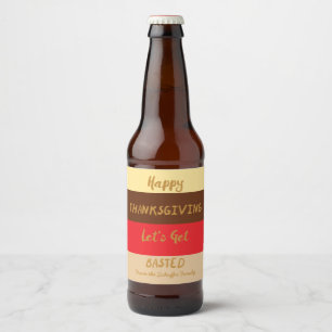 Étiquette Pour Bouteilles De Bière Bon thanksgiving, Bloc de couleur moderne