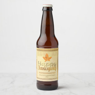 Étiquette Pour Bouteilles De Bière Bon thanksgiving, feuille d'automne