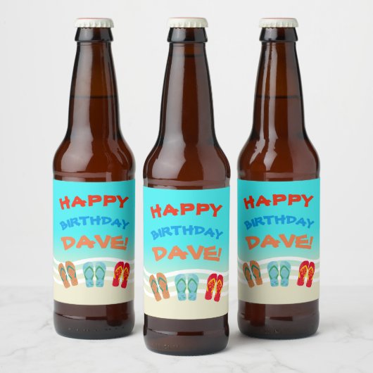 Étiquette Pour Bouteilles De Bière Bonne fête de plage d'anniversaire personnalisé (Bouteilles)